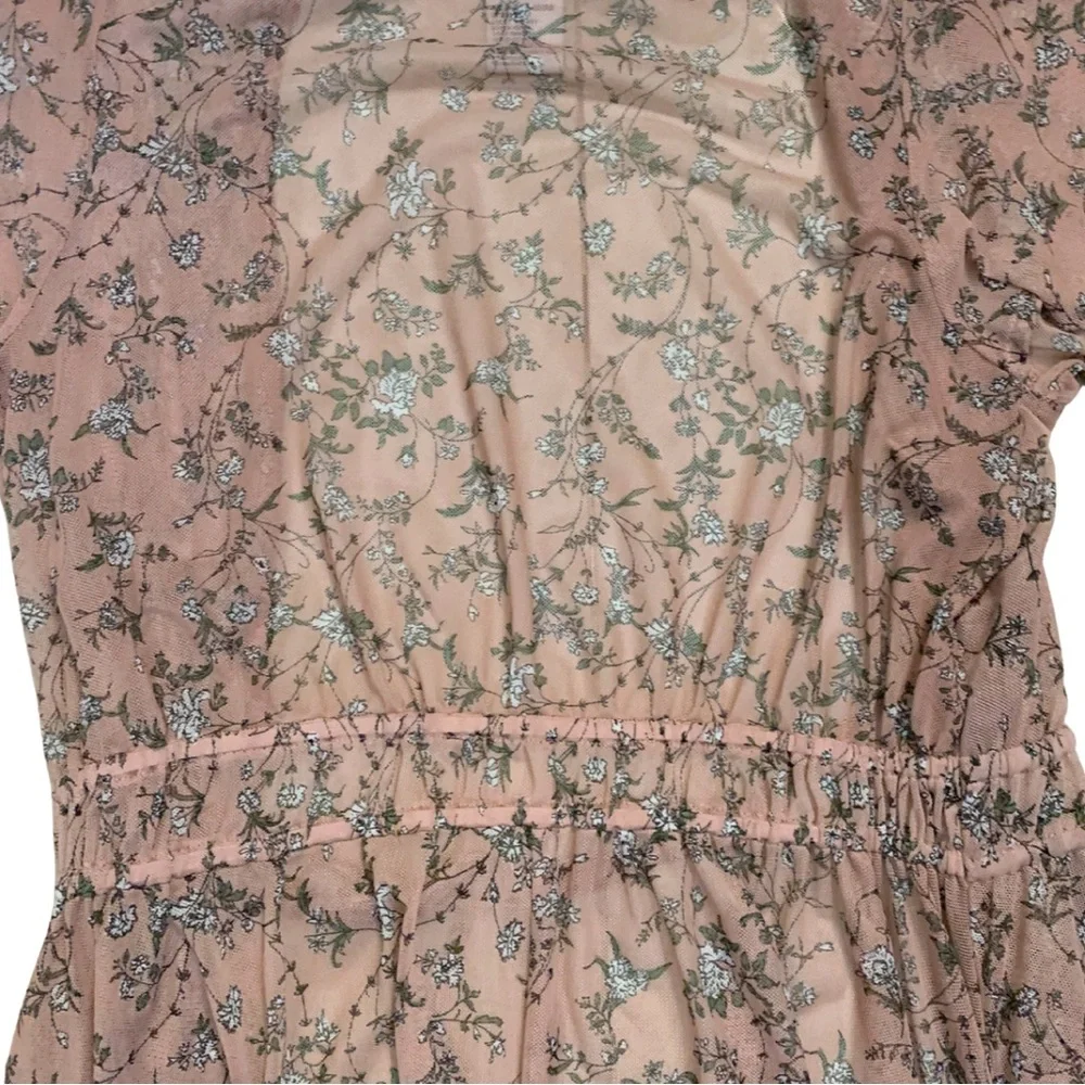 American Rag Cie Pink Floral Cottage Duster Cardigan Kimono Jacket Boho Prairie - Picture 9 of 12